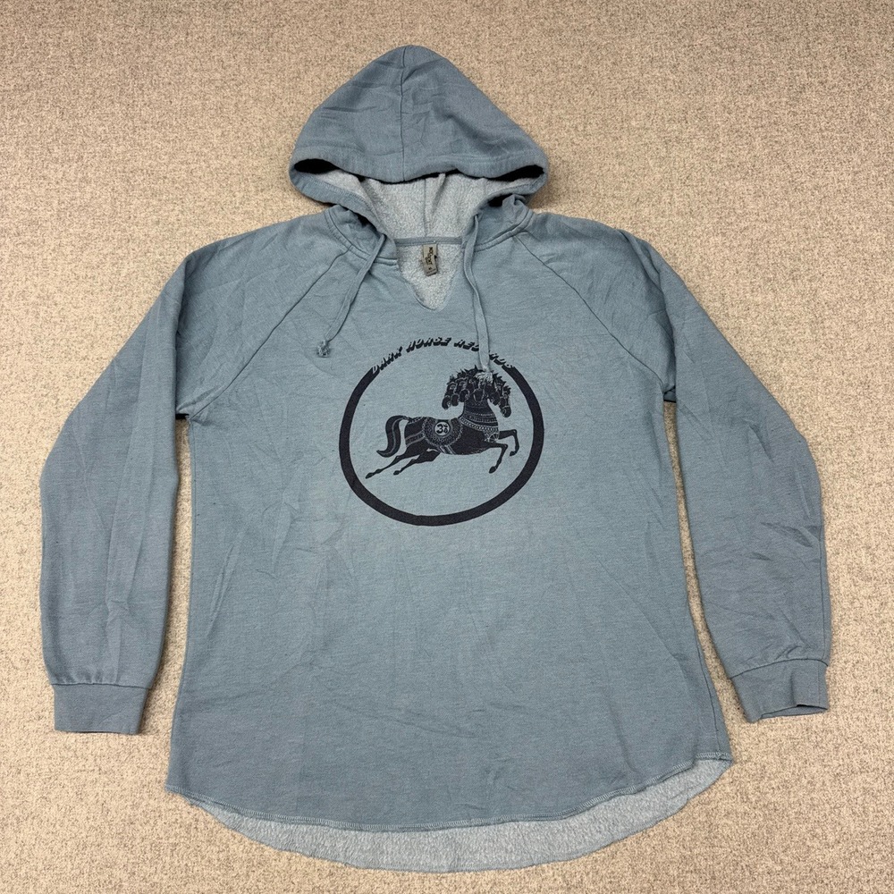 Independent Trading Company Dark Horse Records Hoodie XL Blue Graphic Curved Hem